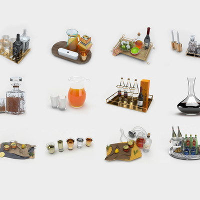  现代酒水饮料红酒su模型 