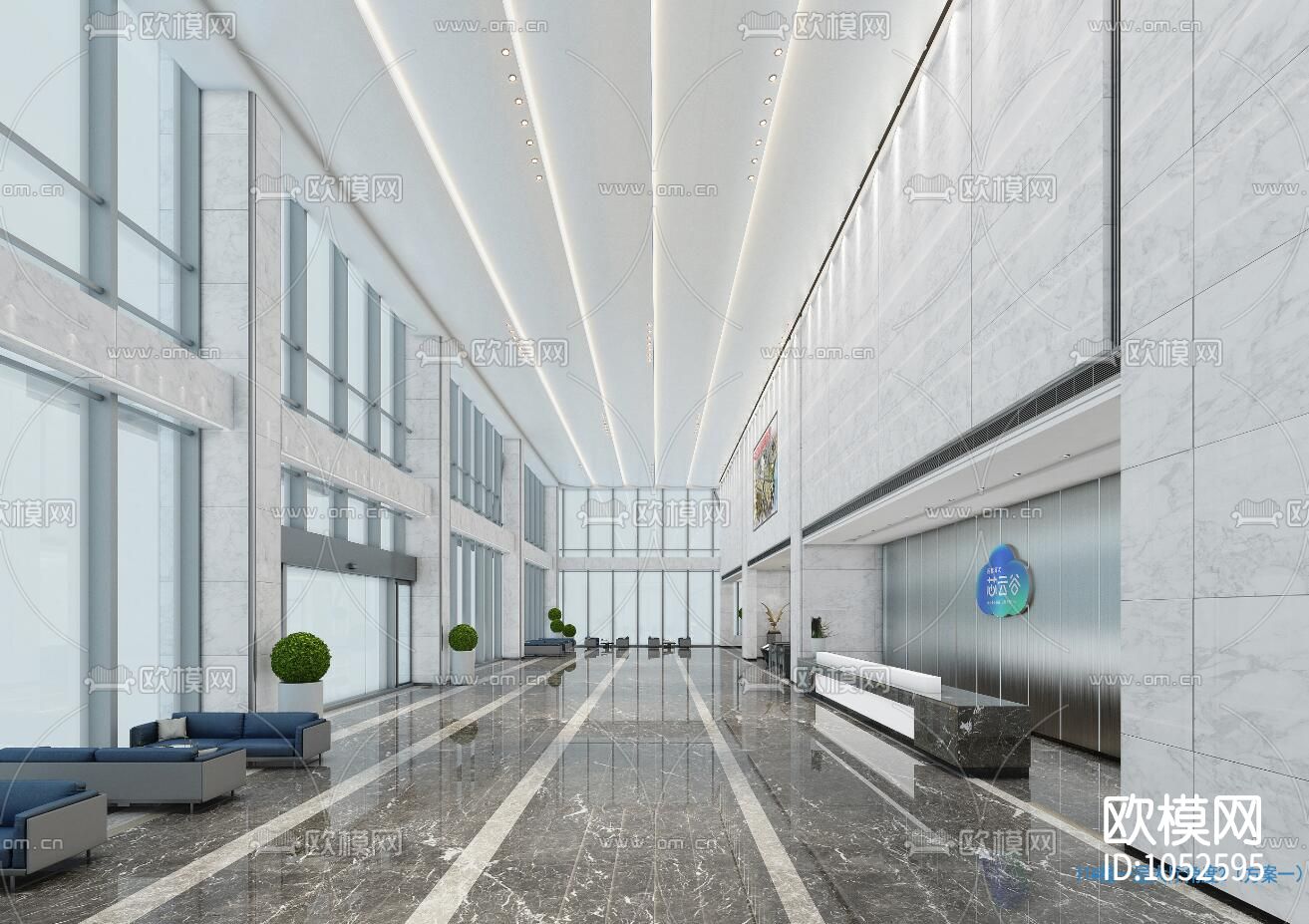 芯云谷大厦办公楼公共区域CAD施工图+效果图下载（渲染图5）