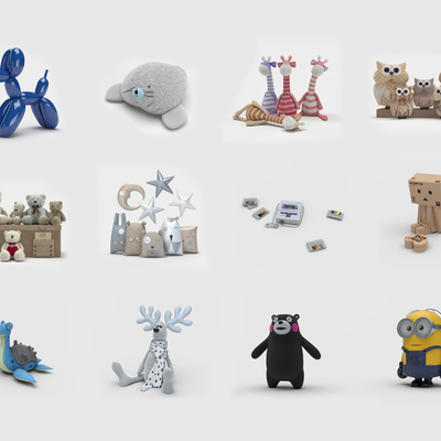  现代儿童毛绒玩具su模型 