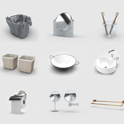  现代卫生纸牙刷脏衣娄su模型 