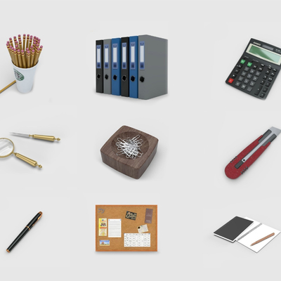  现代笔筒铅笔文件夹 su模型 