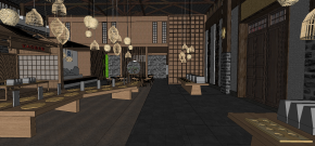  中式自助餐厅su模型 