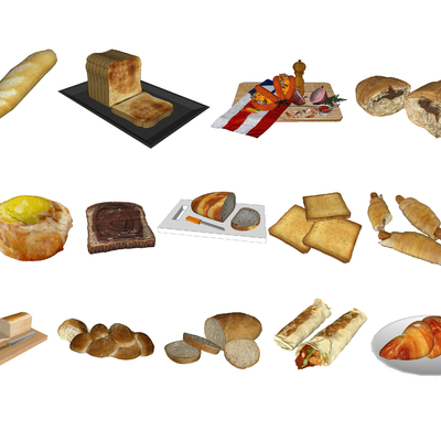  现代面包蛋糕su模型 