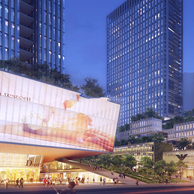  现代傍晚商业街su模型 