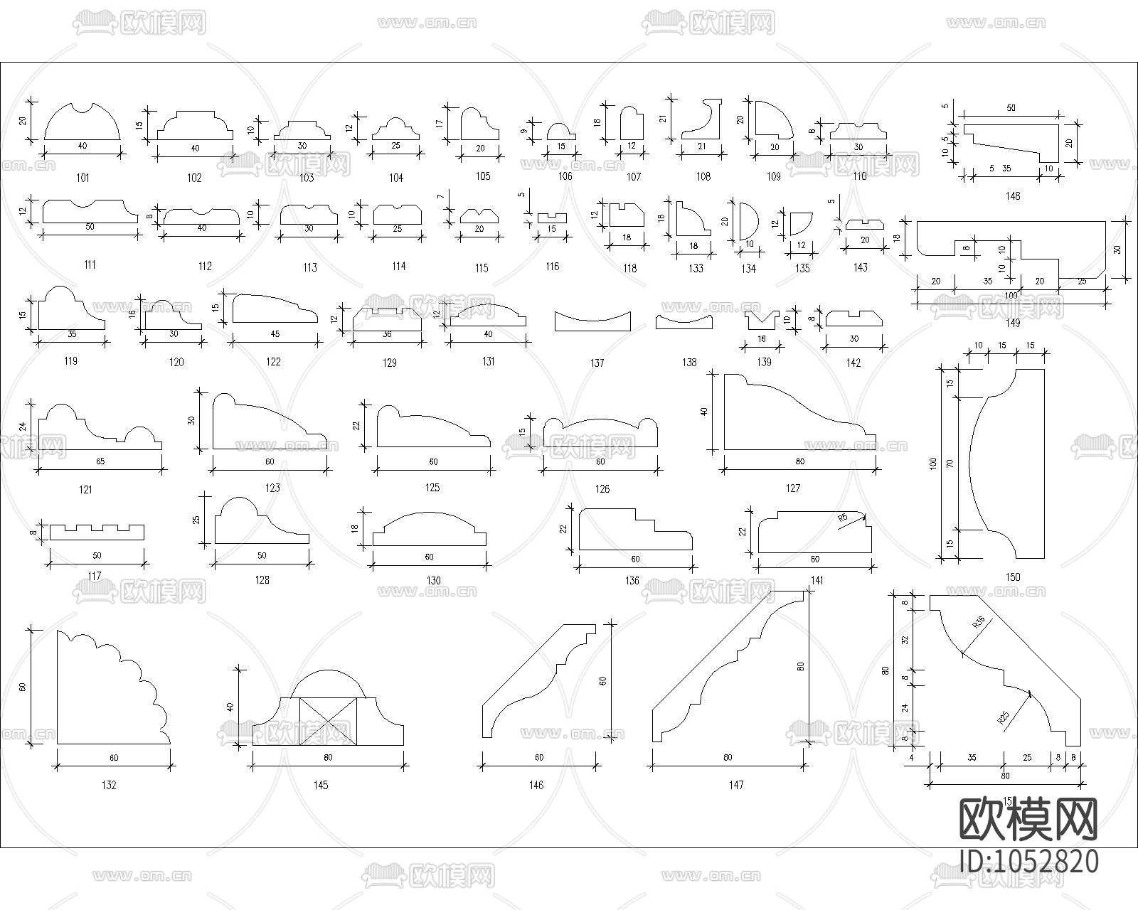 各种木线条造型下载（渲染图1）
