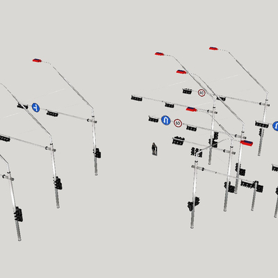  现代交通指示灯红绿灯su模型 