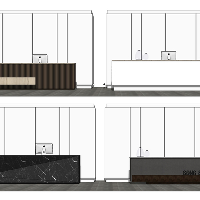现代前台接待台su模型