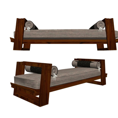  新中式布艺脚踏su模型 