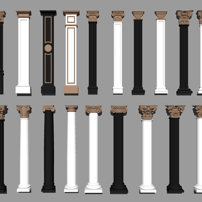  欧式罗马柱su模型 