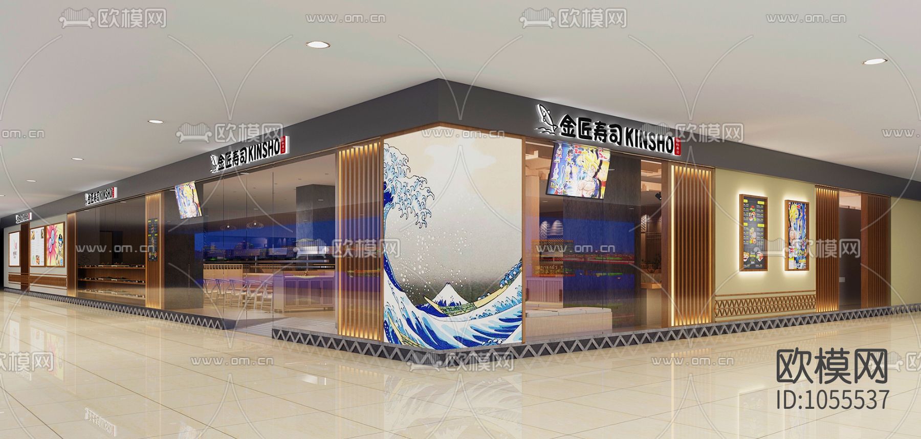 日式寿司店CAD施工图（附效果图）