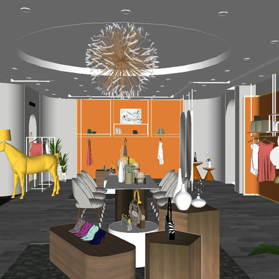  现代服装专卖店su模型 