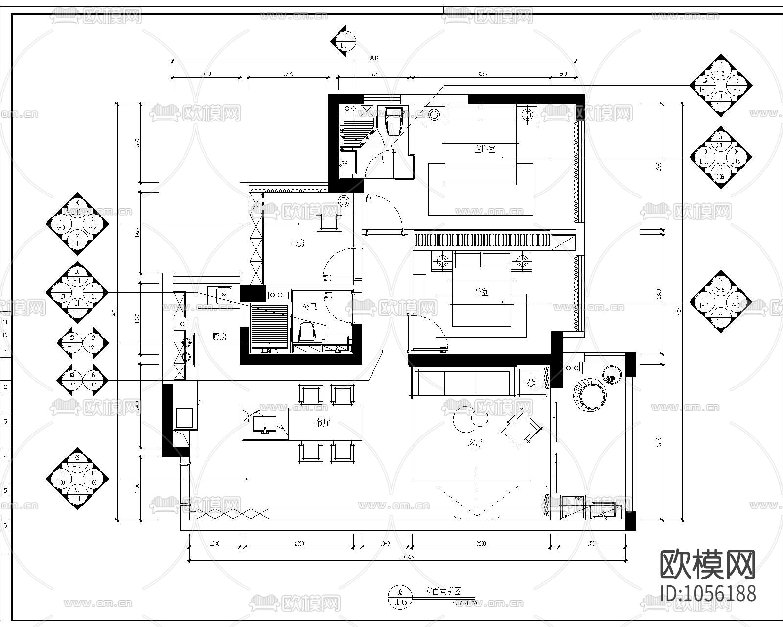 现代风格家装设计CAD施工图下载（渲染图8）