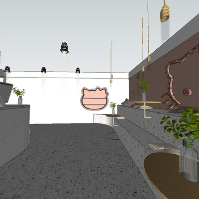  现代美容店su模型 