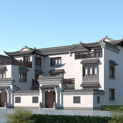 徽派独栋别墅外观3d模型