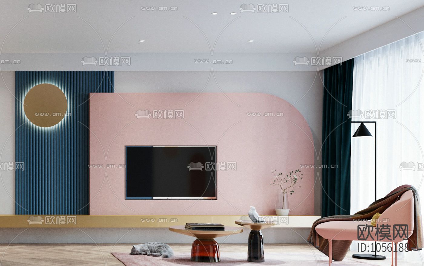 现代风格家装设计CAD施工图下载（渲染图7）