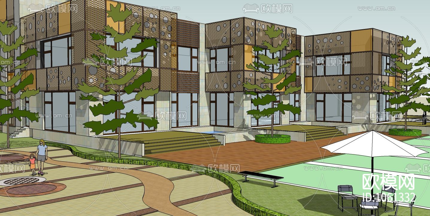 幼儿园建筑CAD施工图（附SU模型）下载（渲染图6）