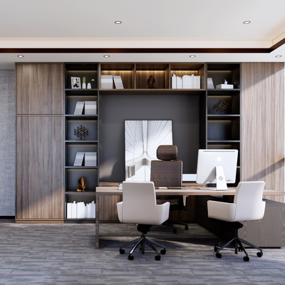  新中式总经理办公室su模型 