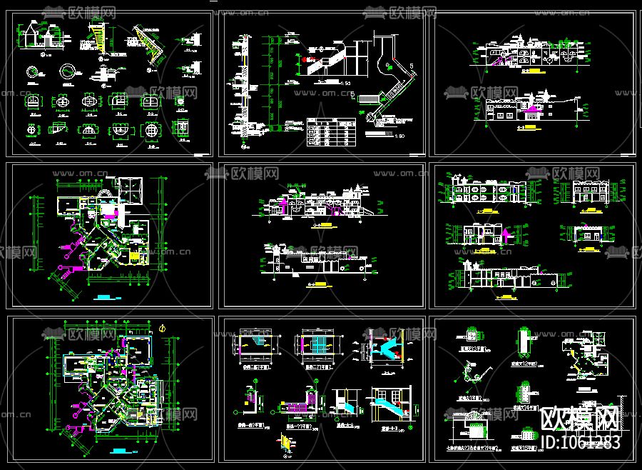 115套幼儿园建筑设计CAD施工图效果图下载（渲染图1）