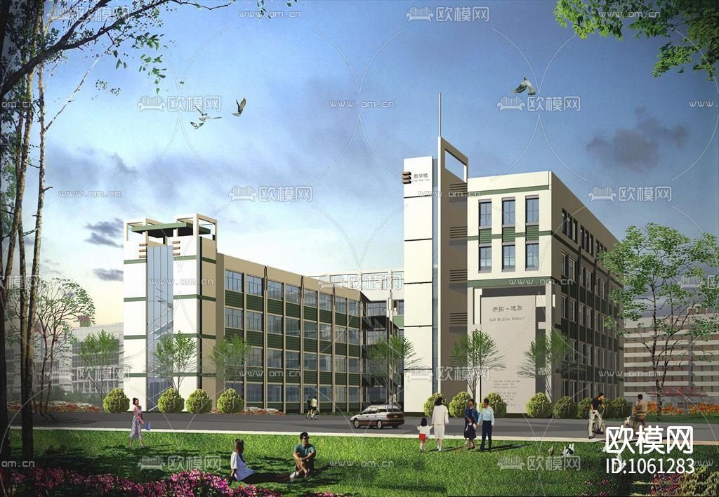 115套幼儿园建筑设计CAD施工图效果图下载（渲染图6）