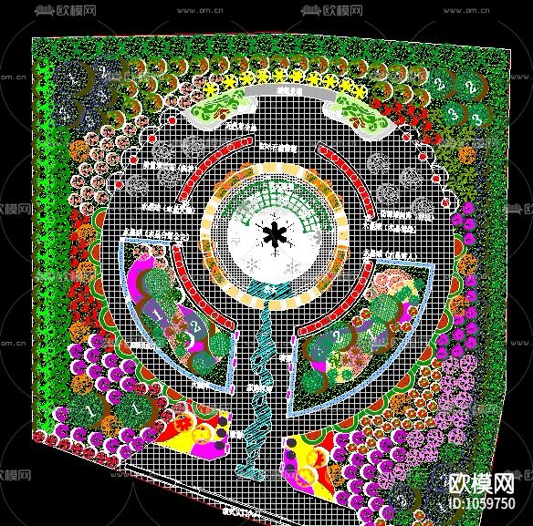 33套广场景观绿化设计CAD平面图下载（渲染图6）