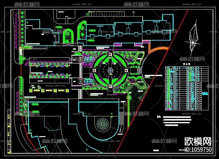 33套广场景观绿化设计CAD平面图下载（渲染图3）
