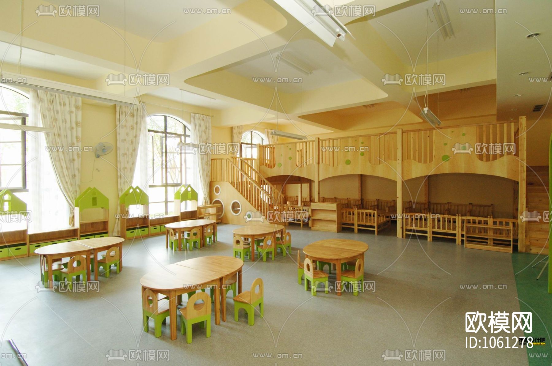 16套幼儿园室内CAD施工图效果图下载（渲染图9）