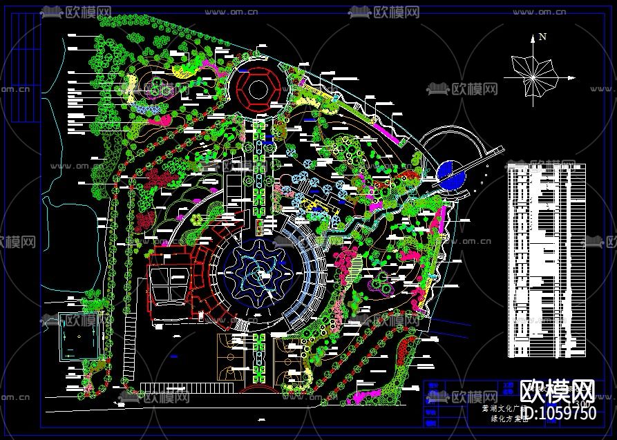 33套广场景观绿化设计CAD平面图下载（渲染图8）