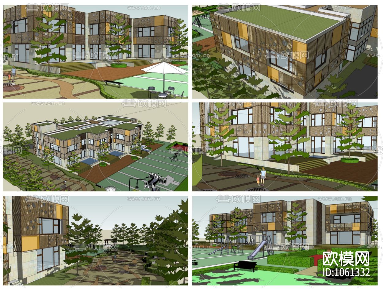 幼儿园建筑CAD施工图（附SU模型）下载（渲染图9）
