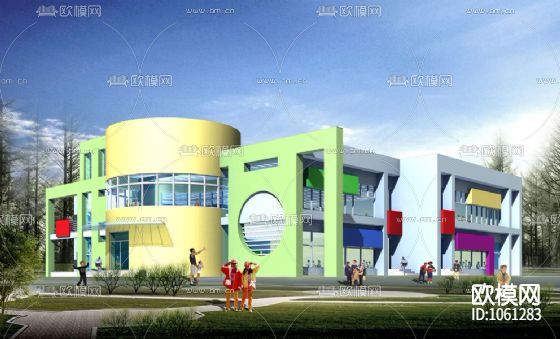 115套幼儿园建筑设计CAD施工图效果图下载（渲染图5）