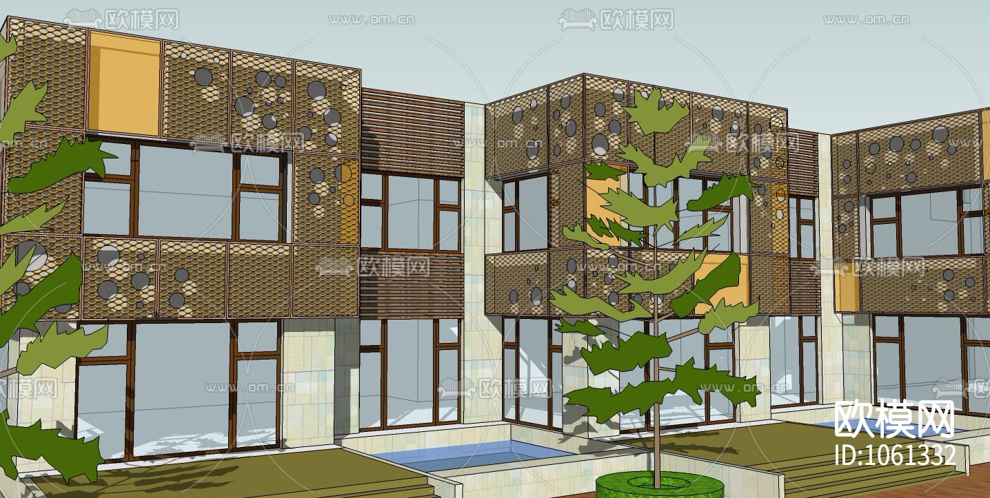 幼儿园建筑CAD施工图（附SU模型）下载（渲染图8）