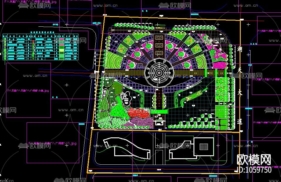33套广场景观绿化设计CAD平面图下载（渲染图2）