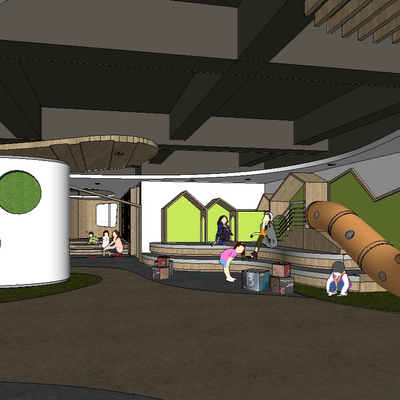  现代早教中心幼儿园教室su模型 