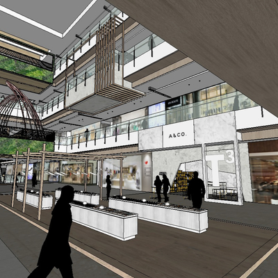  现代大型购物商场su模型 