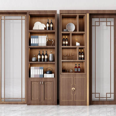 新中式实木酒柜3d模型