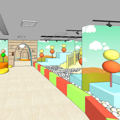  现代早教中心 幼儿园教室su模型 