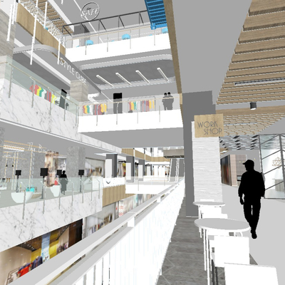  现代大型购物商场su模型 