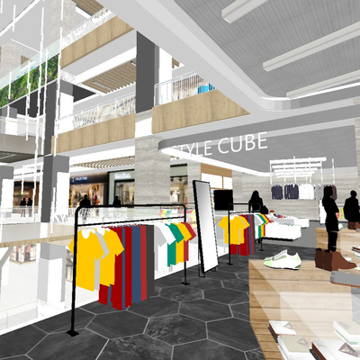  现代商场购物街su模型 