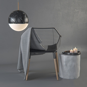 工业风铁艺单椅3d模型