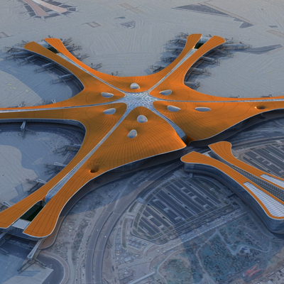 现代北京大兴机场鸟瞰3d模型