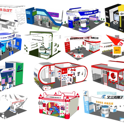  现代展厅展会su模型 