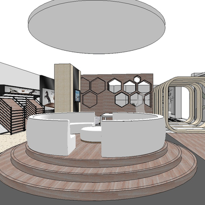  现代地板展厅su模型 