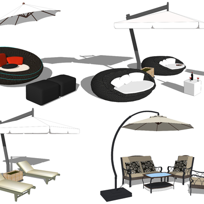  现代户外休闲沙发座椅su模型 