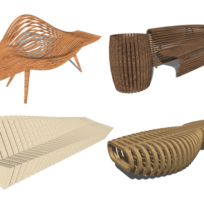  现代户外景观座椅su模型 