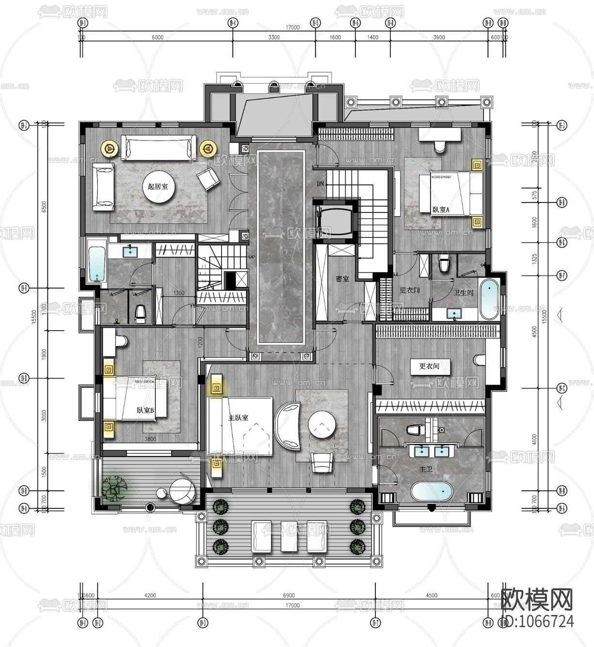 福州百督府别墅新中式CAD施工图+效果图下载（渲染图9）