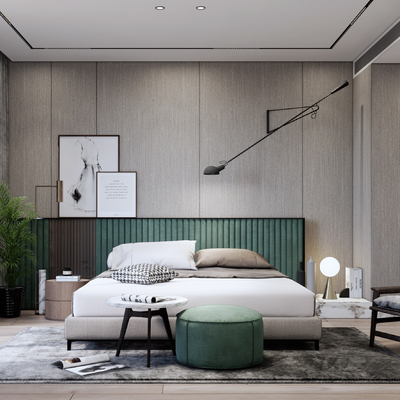 北欧简约卧室su模型