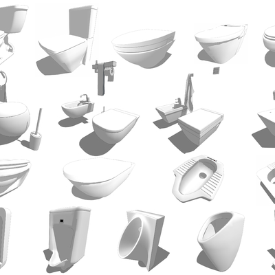  现代陶瓷马桶便器su模型 