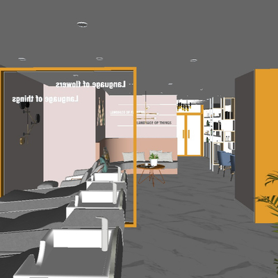  北欧美容院su模型 