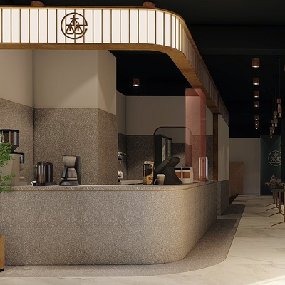  北欧奶茶店su模型 