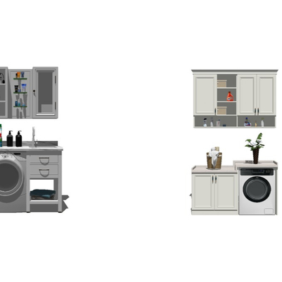  现代洗衣柜洗衣机su模型 