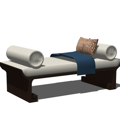  新中式实木脚踏su模型 